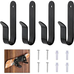 4pcs Horizontal Snowboard Display Racks, Wall Mount Clips Space Saving Design Hanger SKi Board Storage for Home and Garage