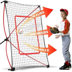 NETPLAYZ Baseball Kids Training Net - Pitch Back, Fielding Practice, Rebound, Throwing Return Exercise | Youth Sport Gifts, Softball Equipment & Gear, Black, One Size (NOC011402020)