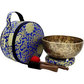 KHÜSI INC10"Antique Hand-hammered Tibetan Singing bowl set ~ Master healing Himalayan singing bowl ~Meditation Kit for Chakra Healing and ZEN ~ Professional healing bowl set.