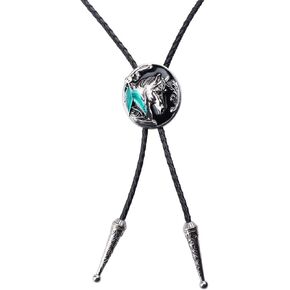Doitby Western Bolo Tie Vintage Cross Shield Pattern Leather Braided Cowboy Necktie Bolo Tie for Men Women in Kuwait
