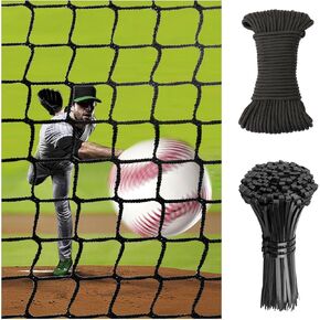 Baseball Softball Backstop Nets，Sports Netting Barrier with 33ft Rope Hanging Kit,Heavy Duty Sports Net, 11 Sizes Nets for Baseball Basketball Soccer Lacrosse Hockey