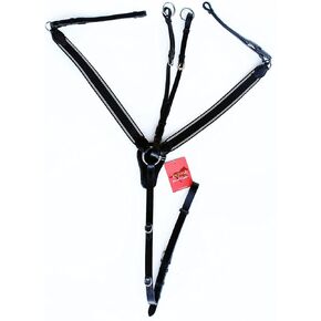 Horse English Padded Leather Riding Tack Stretchable Nylon Breastplate 803880