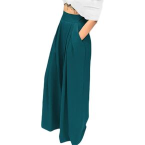 Chatinction Women's Casual Palazzo Pants High Waist Pleated Polka Dot Printed Wide Leg Pants with Pockets in Kuwait