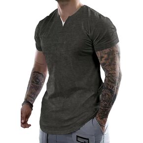 Dokotoo Men Mens Henley Shirts Short Sleeve Summer Casual V Neck Cotton Tee Shirts