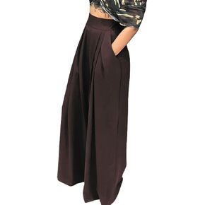 Chatinction Women's Casual Palazzo Pants High Waist Pleated Polka Dot Printed Wide Leg Pants with Pockets