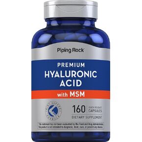 Piping Rock Hyaluronic Acid with MSM | 1000mg | 160 Capsules | Non-GMO and Gluten Free Supplement