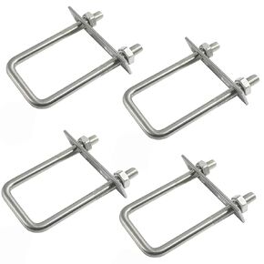 4 Sets 304 Stainless Steel Square U-Bolts 2-3/8"(60mm) Inner Width, 6.3"(160mm) Length Stainless M8 with Nuts, Frame Plate, Accessories for Automobiles Trailer, Boat Trailer Industrial Parts