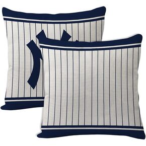 2pcs Baseball Style Throw Pillow Covers 18 x 18 Inch Linen Material Pillow Case Decoration for New York Home Sofa Couch