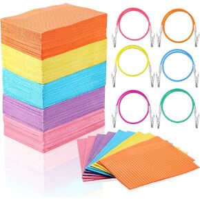 150 Pcs Disposable Dental Bib Waterproof Colorful Bibs with 6 Bib Clips Holder for Dental Clinic Piercing, Feeding Soft and Fluid Resistant 13'' x 18" in Kuwait