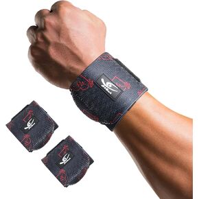 HiRui Elite 18" Weightlifting Wrist Wraps - Professional-Grade Ultimate Support & Comfort for Weightlifting, CrossFit, Bodybuilding & Strength Training, Durable & Fully Adjustable (Black/Heartbeat)