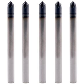 BestParts High Performance 5Pcs Solid Carbide End Mills, Chamfer End Mill - Single End - AlTiN coated, 4 Flute, 90° Chamfer Angle, 1/8" Cutting Diameter, 1/8" Shank Diameter, 1-1/2" Overall Length
