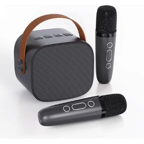 Mini Karaoke Machine for Kids Adults,Portable Bluetooth Karaoke Speaker for Adults Kids with 2 Microphones for 6 7 8 9 10 11 12 Years Old Girls Boys Gifts Toys for Christmas Birthday, Beige
