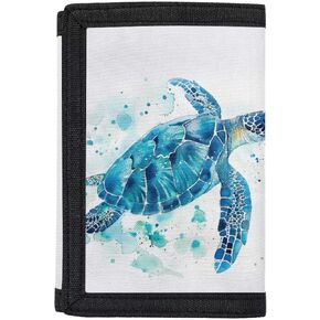 Wolf Print Kids Trifold Wallets for Boys Sport Ball Slim Novelty Canvas Wallet for Men Teens Credit Card Holder