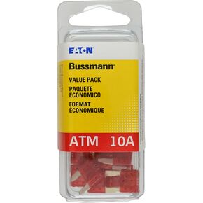 Bussmann (VP/ATM-10-RP) Red 10 Amp Fast Acting ATM Mini Fuse, (Pack of 25)