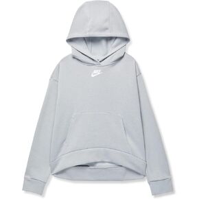 Nike Girl's NSW HBR Club Fleece Hoodie (Little Kids/Big Kids) Light Smoke Grey/White MD (10-12 Big Kid) in Saudi Arabia