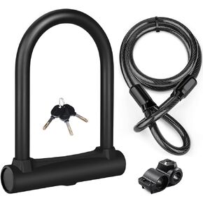 Large Bike U Lock, U Shape Bicycle U Lock for Motorcycle Wheel,16mm Bike Locks Heavy Duty Anti Theft for Bike Tire Lock with Keys and Mounting Bracket for Scooter, Road Bike (Big+4ft)