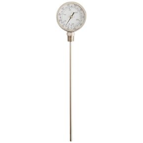 PIC Gauge B3S12-RR 3" Dial Size, 50/550°F and 10/288°C, 12" Stem Length, Straight, Lower Mount Connection, Stainless Steel Case, 316 Stainless Steel Stem Bimetal Thermometer