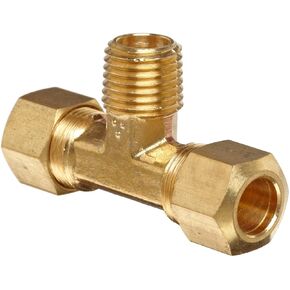 Anderson Metals-00072-0602 Brass Tube Fitting, Tee, 3/8" Compression x 1/8" Bottom Male Pipe