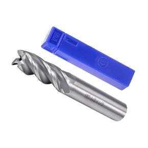 4-Flute Spiral End Mill Bits, 1/2" Diameter 42mm Length, High Speed Steel Straight Milling Cutter with Storage Case- (Applications: for Plywood Hardwood Plastic),