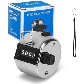 1Pc Silver Counter, 4-Digit Number Count with Metal Case Mechanical Counter for Coaching, Knitting, Lap, Fishing, Golf and Row with 1-Nylon Lanyard Convenient to Carry,Track and Field,Accessories