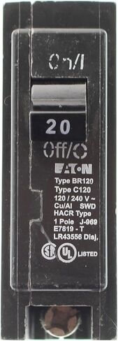 EATON CORPORATION BR120 20A SP Circuit Breaker, Black in Saudi Arabia