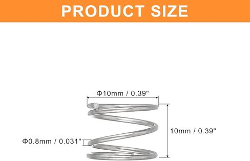 uxcell 5Pcs Compression Spring, Wire Diameter 0.031", OD 0.39", Free Length 0.39" 304 Stainless Steel Coil Mechanical Compressed Spring, Silver in Saudi Arabia