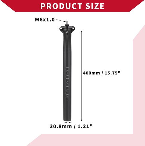 Bicycle Seat Post / Outer Bike Seatpost Bicycle Seat Tube for Bicycle / Durable Carbon Fiber 25.4 x 350 mm / 1 Pcs in Saudi Arabia
