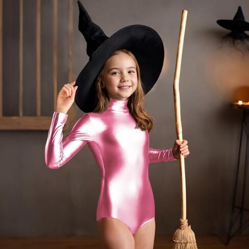 Javly Girls Metallic Unitard Toddler Sparkly Tumbling Gymnastics Dance Leotard Mock Neck Long Sleeve Zipper Back Bodysuit in Kuwait