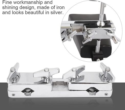 Drum Clamp, 2 Hole Drum Clamp Holder Iron Connecting Clamp Holder Bracket Rod Percussion Drum Set for Cowbell Accessory Bass Drum Cowbell Mount in Saudi Arabia