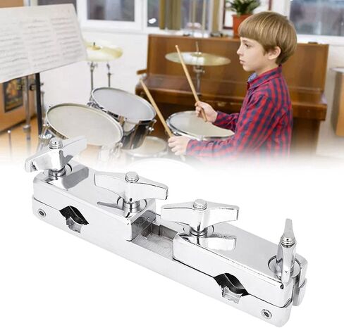 Drum Clamp, 2 Hole Drum Clamp Holder Iron Connecting Clamp Holder Bracket Rod Percussion Drum Set for Cowbell Accessory Bass Drum Cowbell Mount in Saudi Arabia