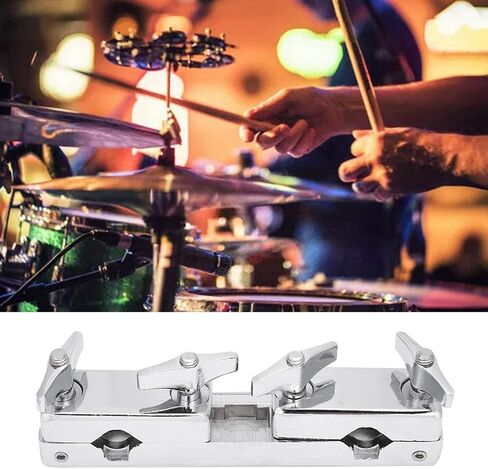 Drum Clamp, 2 Hole Drum Clamp Holder Iron Connecting Clamp Holder Bracket Rod Percussion Drum Set for Cowbell Accessory Bass Drum Cowbell Mount in Saudi Arabia