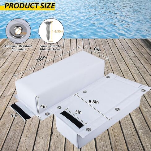 Dock Bumper White,Dock Bumper Guard with Screws,16IN Boat Dock Bumper for Boat Dock Vertical Pole Post,PVC Piling Bumper-Post Bumper for Horizontal Deck or Pier Fenders(1Pack,2Pack,3Pack) in Saudi Arabia