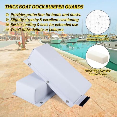 Dock Bumper White,Dock Bumper Guard with Screws,16IN Boat Dock Bumper for Boat Dock Vertical Pole Post,PVC Piling Bumper-Post Bumper for Horizontal Deck or Pier Fenders(1Pack,2Pack,3Pack) in Saudi Arabia