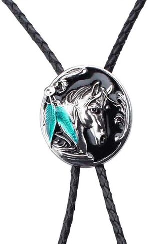 Doitby Western Bolo Tie Vintage Cross Shield Pattern Leather Braided Cowboy Necktie Bolo Tie for Men Women in Kuwait