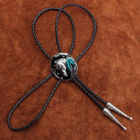 Doitby Western Bolo Tie Vintage Cross Shield Pattern Leather Braided Cowboy Necktie Bolo Tie for Men Women in Kuwait