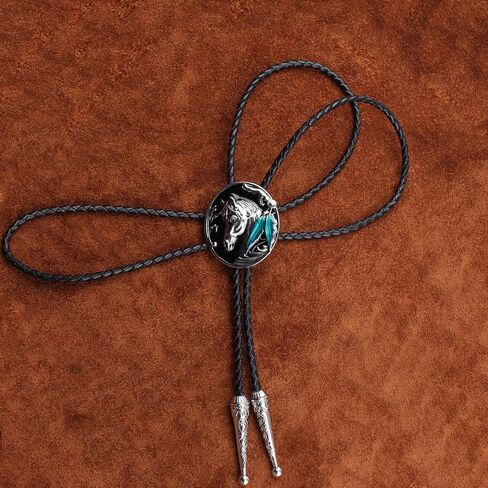 Doitby Western Bolo Tie Vintage Cross Shield Pattern Leather Braided Cowboy Necktie Bolo Tie for Men Women in Kuwait
