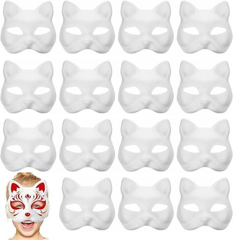 15Pcs Cat Mask, Cat Masks to Paint, Theiran Mask, Therian Mask Base for Halloween, Dance Parties, Celebrations in Saudi Arabia