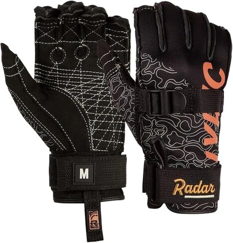 Radar Water Ski Gloves - Women's Lyric Inside-Out Glove - Black/Grey/Coral in Saudi Arabia