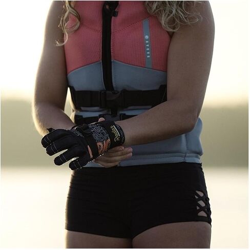 Radar Water Ski Gloves - Women's Lyric Inside-Out Glove - Black/Grey/Coral in Saudi Arabia