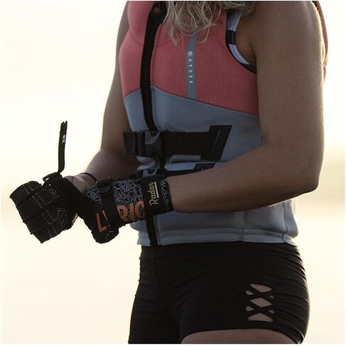 Radar Water Ski Gloves - Women's Lyric Inside-Out Glove - Black/Grey/Coral in Saudi Arabia