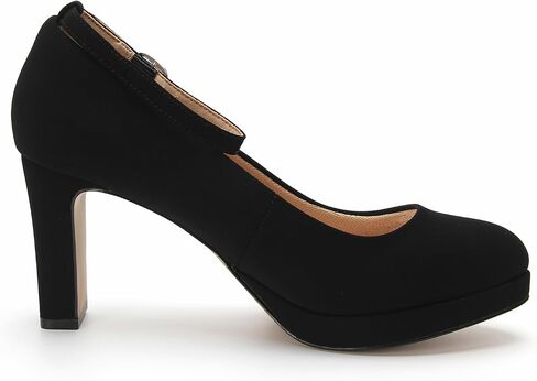 Fashions Black Heels,Vintage Women's Pumps with Adjustable Buckle,Comfortable Block Heels for Women,3.2 Inch, Womens Dress Shoes for Party, Wedding, Work in Saudi Arabia