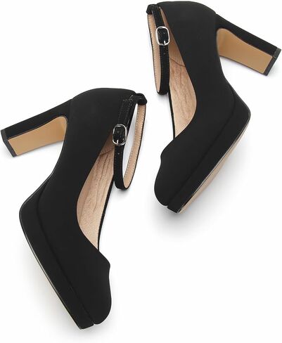 Fashions Black Heels,Vintage Women's Pumps with Adjustable Buckle,Comfortable Block Heels for Women,3.2 Inch, Womens Dress Shoes for Party, Wedding, Work in Saudi Arabia