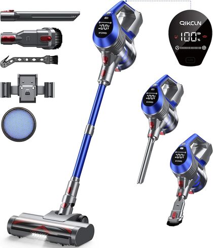 Cordless Vacuum Cleaner, 20Kpa Powerful Stick Vacuum with Large Floor Brush, Multi Cyclone Filtration, 40Mins Runtime, Lightweight Handheld Vacuum for Hard Floors Carpets - Blue in Saudi Arabia