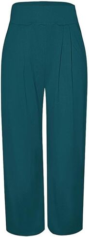 Chatinction Women's Casual Palazzo Pants High Waist Pleated Polka Dot Printed Wide Leg Pants with Pockets in Kuwait