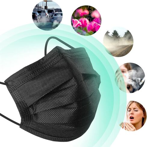 100 Pack Disposable Face Masks, 3 Ply Filter Protection Black Disposable Face Masks in Saudi Arabia