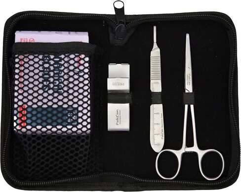 مجموعة أدوات تقشير الجلد الاحترافية مكونة من 4 قطع - مقبض مشرط من الفولاذ المقاوم للصدأ 3، مرقأة لتركيب الشفرات، مزيل الشفرات، 100 شفرة ديرمابلان in Kuwait