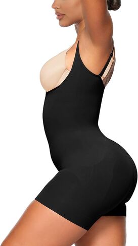 YIANNA Bodysuit for Women Tummy Control Shapewear Open Bust Mid-Thigh Seamless Sculpting Body Shaper in Kuwait