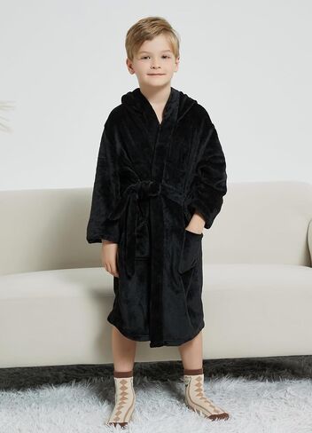 Fraprasty Boys Fleece Robe Hooded Toddler Soft Bathrobe Pajamas Sleepwear for Kids Girls 2-16 Years in Kuwait