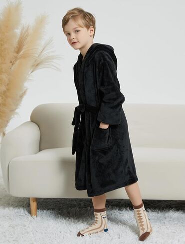 Fraprasty Boys Fleece Robe Hooded Toddler Soft Bathrobe Pajamas Sleepwear for Kids Girls 2-16 Years in Kuwait