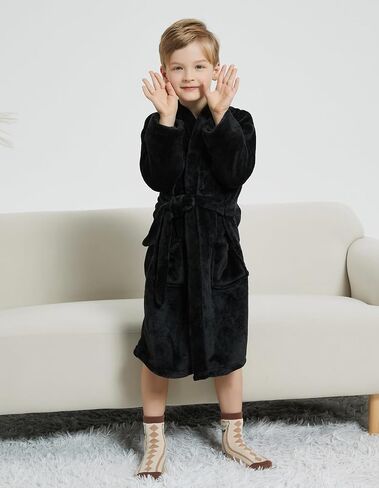 Fraprasty Boys Fleece Robe Hooded Toddler Soft Bathrobe Pajamas Sleepwear for Kids Girls 2-16 Years in Kuwait